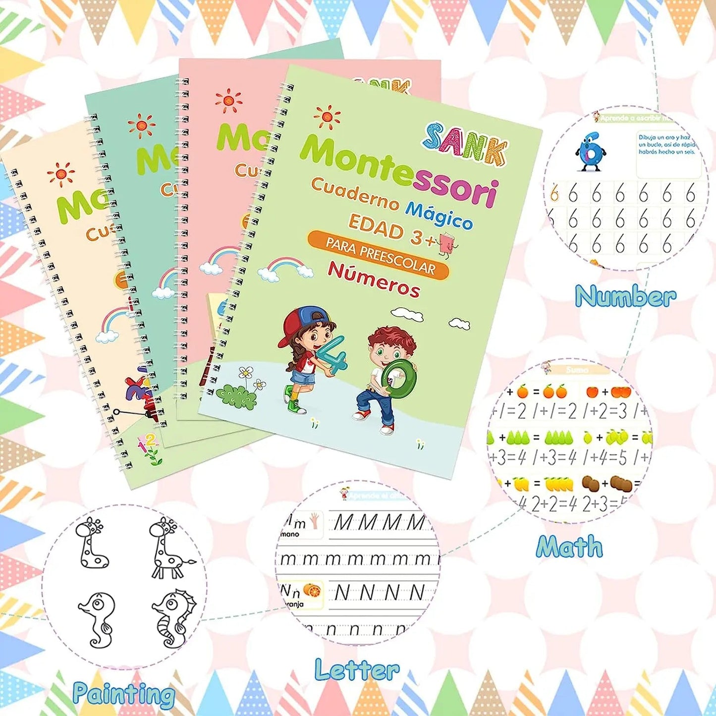 Kit Mágico de Caligrafía — Cuadernos Reutilizables para Niños ✏️